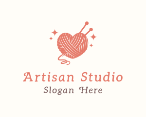 Heart Knit Yarn logo design