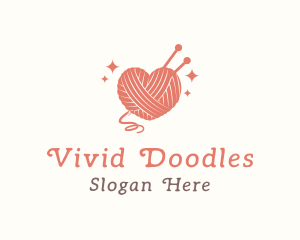 Heart Knit Yarn logo design