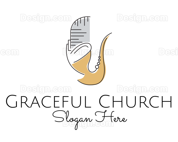 Mic Saxophone Music Logo