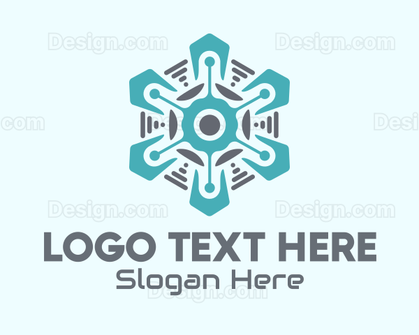 Cyber Tech Snowflake Logo