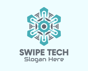 Cyber Tech Snowflake  logo design