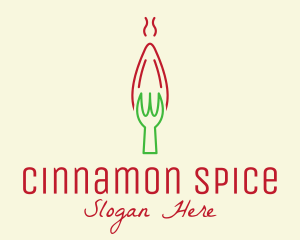 Red Chili Pepper Fork  logo design