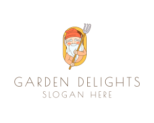 Garden Gnome Rake logo design