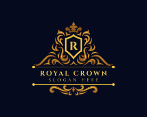 Elegant Crown Shield Monarchy logo design