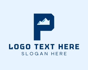 Climb - Mountain Peak Letter P logo design