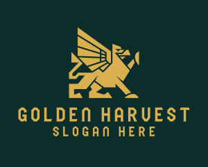 Golden Mythical Griffin logo design