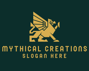 Golden Mythical Griffin logo design