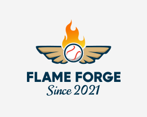 Winged Baseball Fire logo design