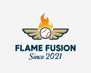 Winged Baseball Fire logo design