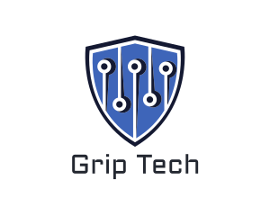 Computer Circuit Tech Shield logo design