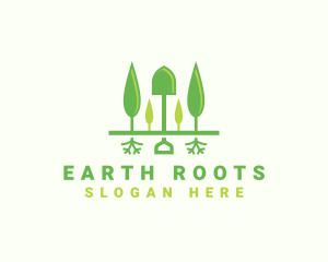 Landscaping Shovel Trees logo design