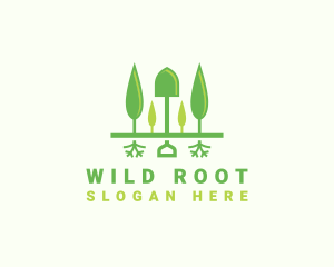 Landscaping Shovel Trees logo design