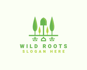 Landscaping Shovel Trees logo design