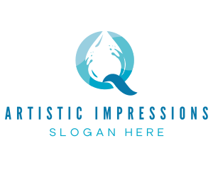 Blue Drop Letter Q logo design