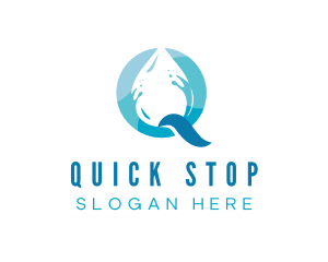 Blue Drop Letter Q logo design