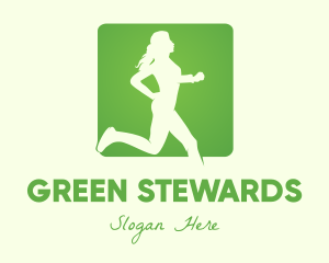 Green Jogging Woman logo design