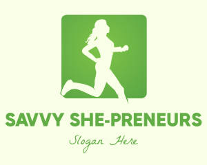 Green Jogging Woman logo design