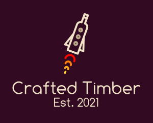 Wine Bottle Rocketship logo design