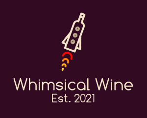 Wine Bottle Rocketship logo design