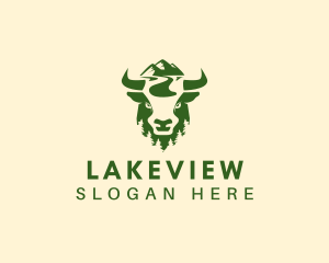 Mountain Lake Bison  logo design