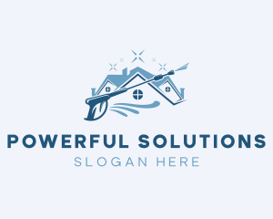 Pressure Washer Home Roofing logo design