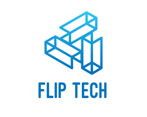 Blue Tech Startup Wireframe logo design