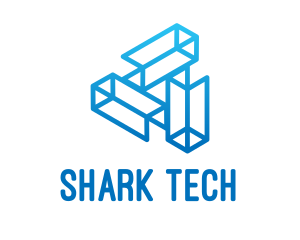 Blue Tech Startup Wireframe logo design