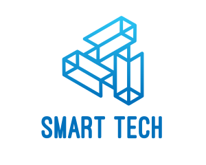 Blue Tech Startup Wireframe logo design