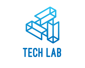 Blue Tech Startup Wireframe logo design