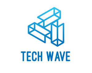Blue Tech Startup Wireframe logo