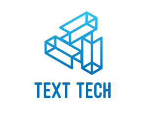 Blue Tech Startup Wireframe logo design