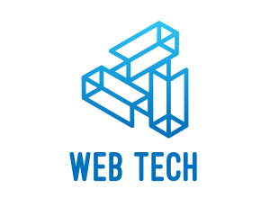 Blue Tech Startup Wireframe logo design