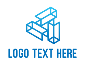 Startup - Blue Tech Startup Wireframe logo design