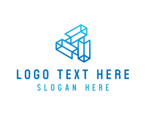 Blue Tech Startup Wireframe logo