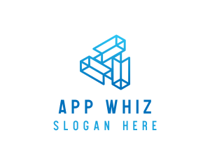 Blue Tech Startup Wireframe logo design