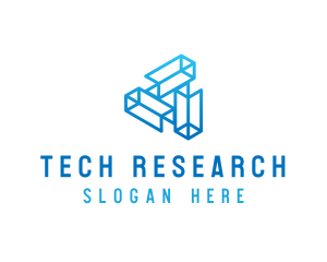 Blue Tech Startup Wireframe logo
