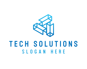 Blue Tech Startup Wireframe logo design