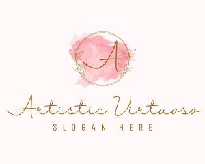 Natural Wreath Watercolor logo design