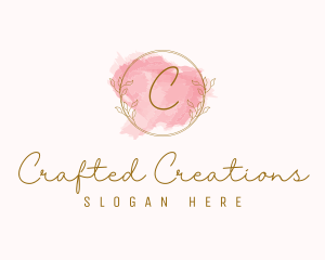 Natural Wreath Watercolor logo design