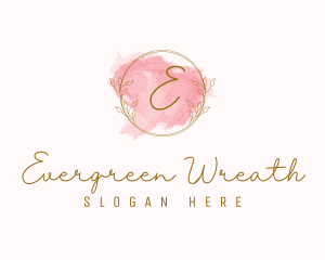 Natural Wreath Watercolor logo design