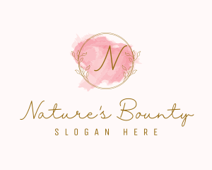 Natural Wreath Watercolor logo design