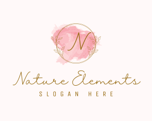 Natural Wreath Watercolor logo design