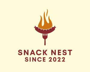 Sausage Grill Food logo design