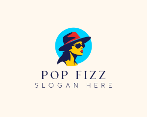 Woman Hat Sunglasses logo design