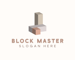 Isometric 3D Building Blocks logo design