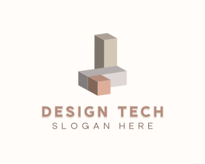 Isometric 3D Building Blocks logo design