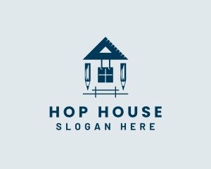 Blue House Renovation logo design