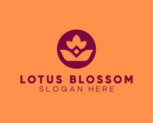 Round Lotus Flower logo design