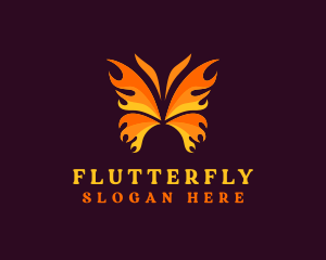 Fire Butterfly Insect logo design