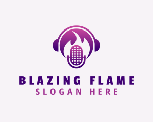 Flaming Podcast Mic logo design